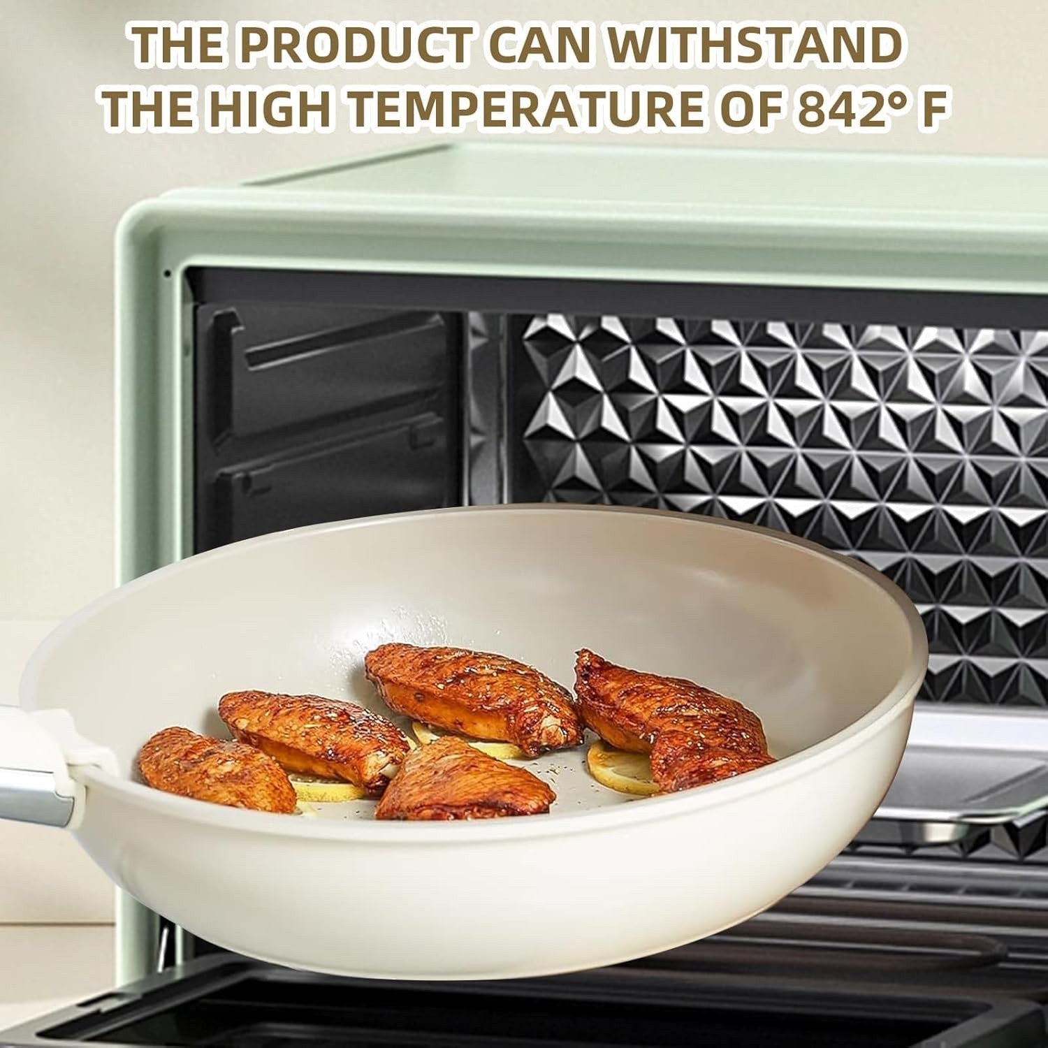 17Pcs Non Stick Cookware Set Detachable Handle Pans Stackable Induction Safe