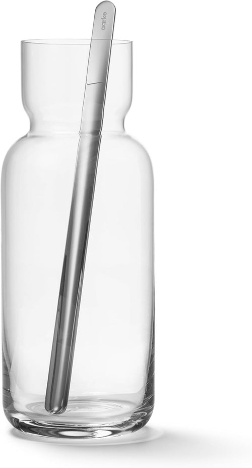 Crystal Glass Carafe 1.1L with Stainless Steel Bar Spoon | Modern Drink Serving