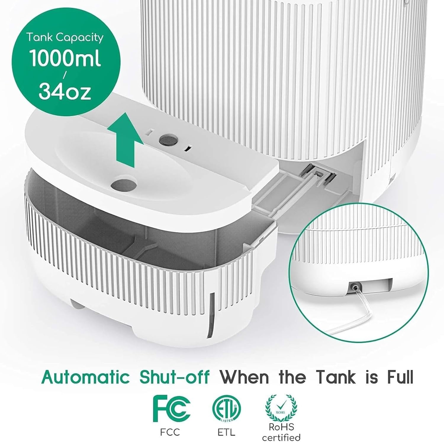 2 in 1 Air Purifier Dehumidifier H13 HEPA Quiet Home Bedroom
