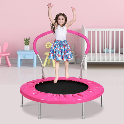 36in Kids Trampoline with Handle Indoor Outdoor Mini Rebounder 150lb