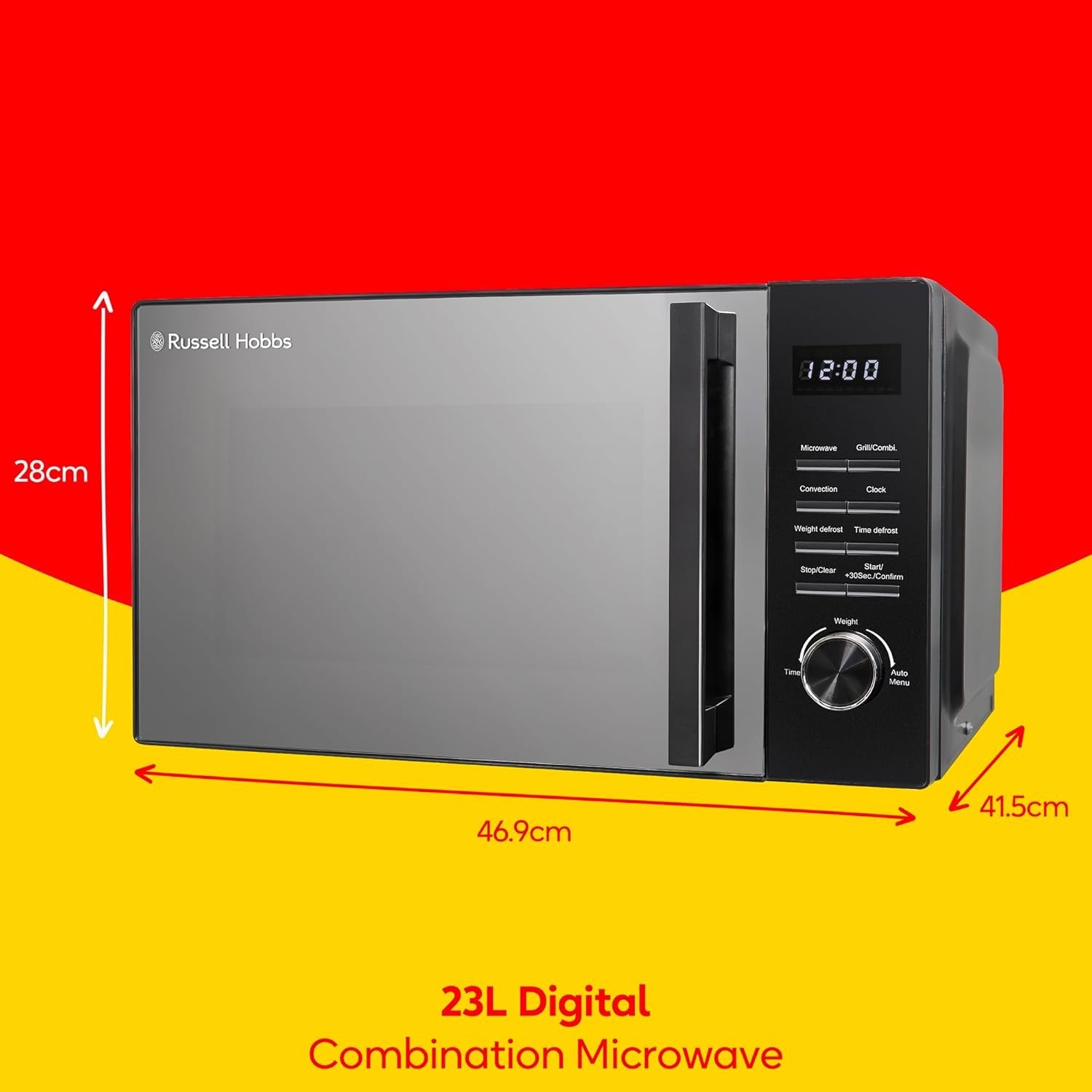 23L 900W Black 3-in-1 Microwave with Grill & Oven, 10 Auto Menus