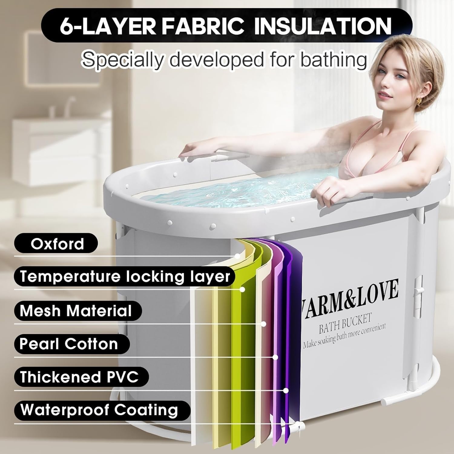 Portable Foldable Adult Bathtub 94x55x56cm Hot & Ice Sauna Bath