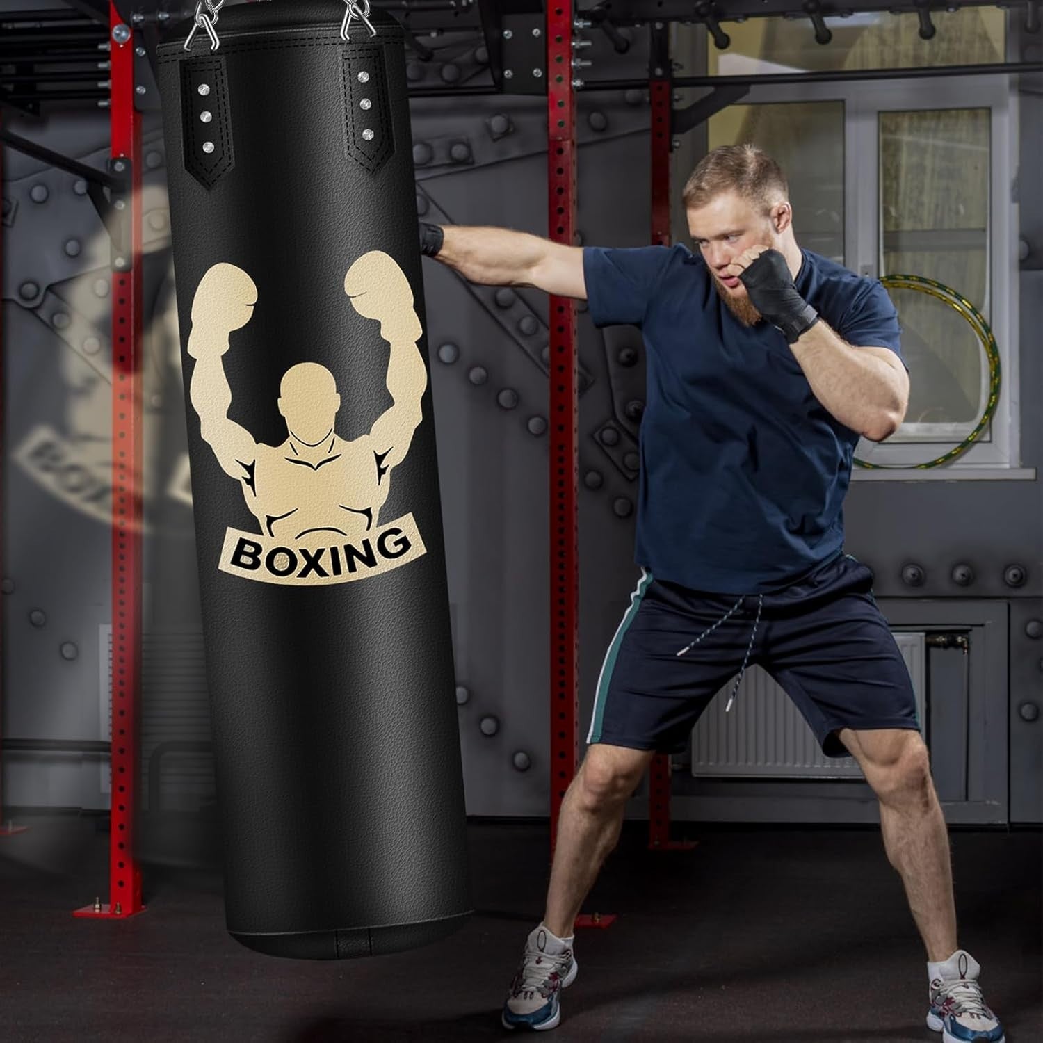 4ft Boxing Punch Bag Unfilled Adult Training Kit Gloves Reflex Ball