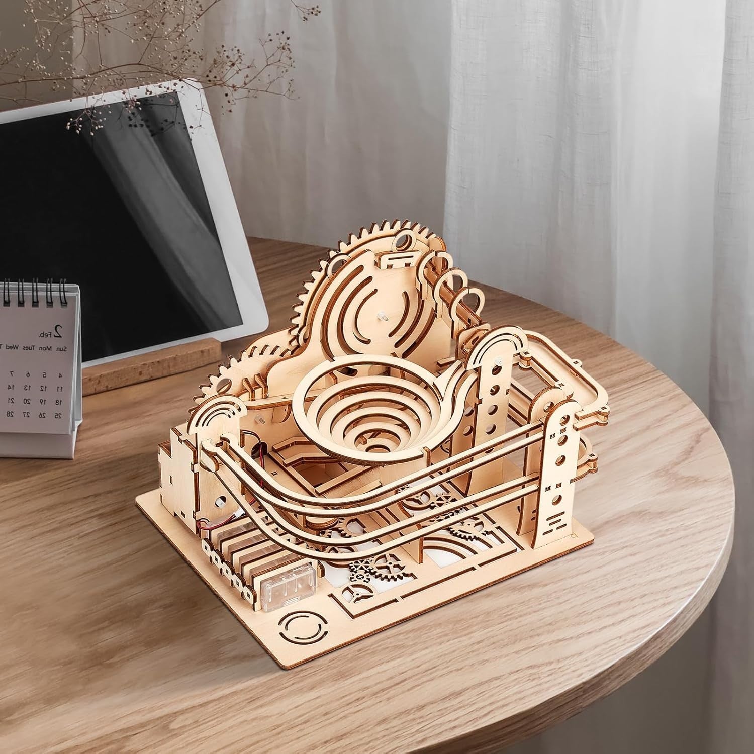 3D Wooden Marble Run Puzzle Kit for Adults & Teens – Spiral Track DIY Toy