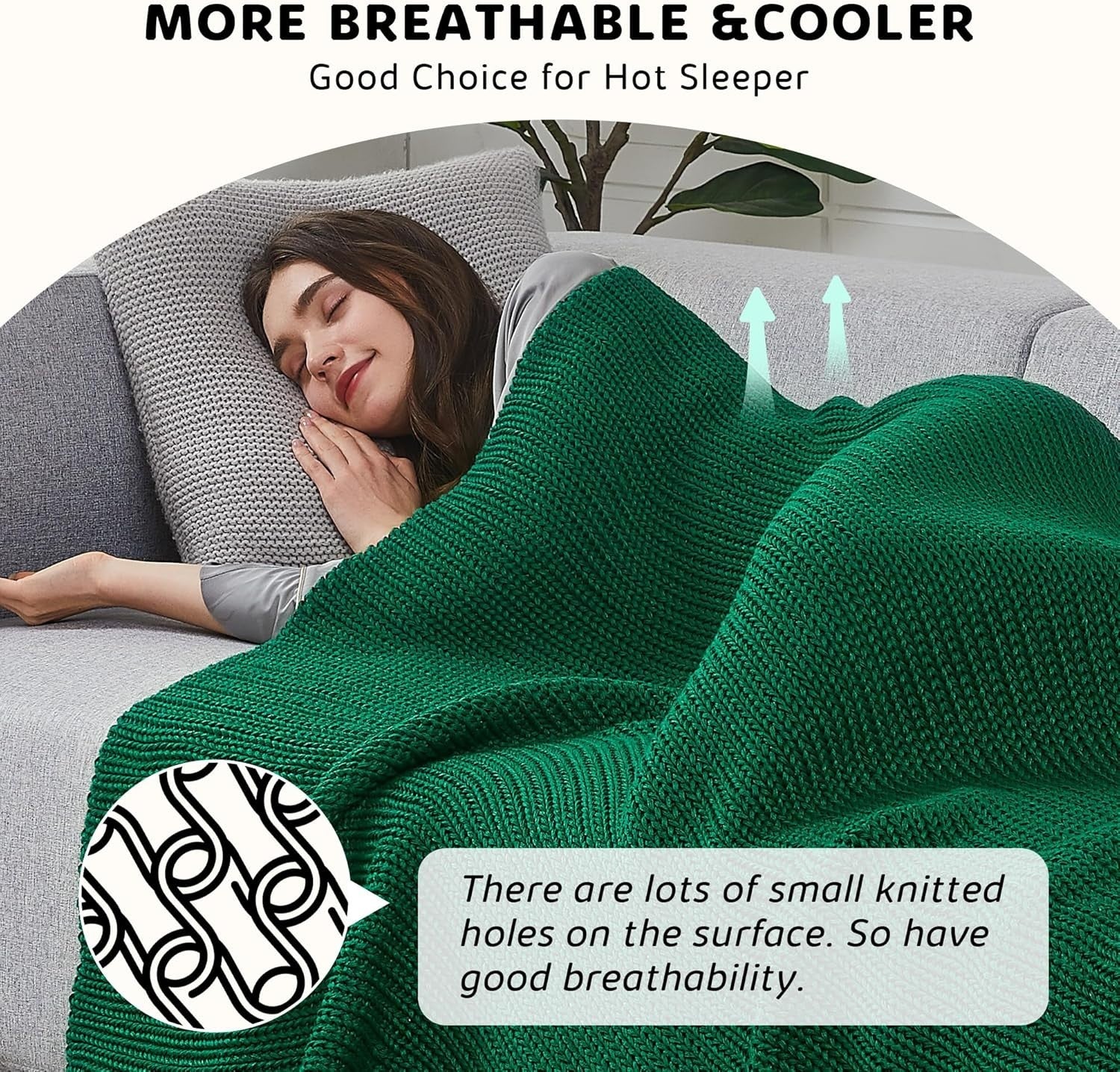 Knitted Weighted Blanket 7lbs 50x60 Green Cooling Heavy Throw