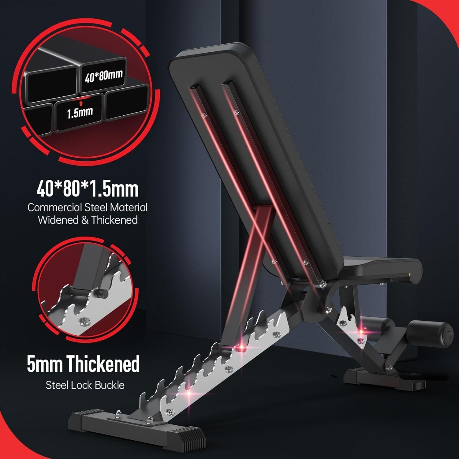 Heavy Duty Adjustable Workout Bench 800lb Capacity Foldable Home Gym