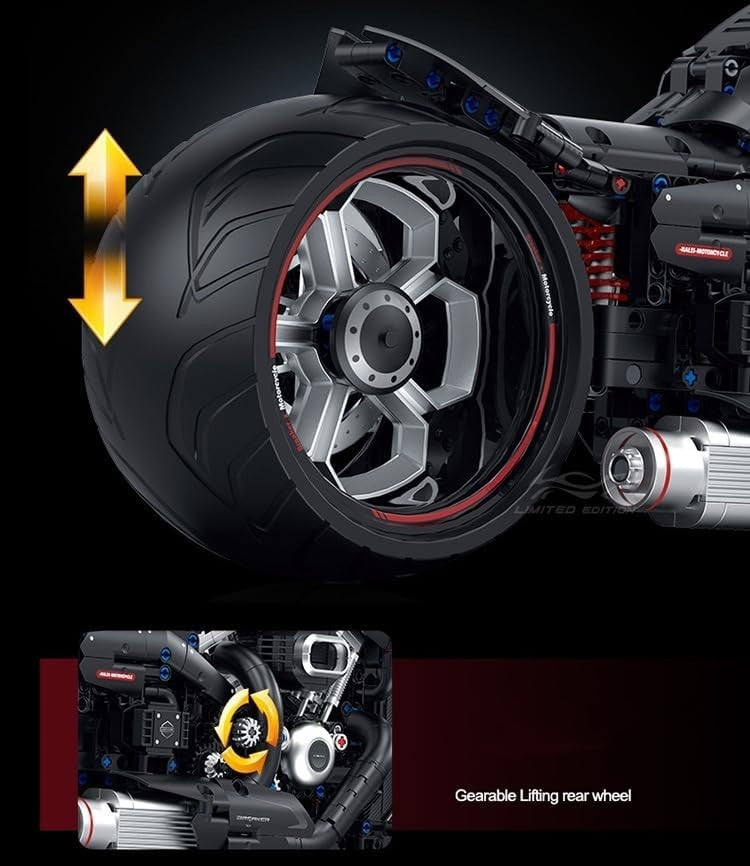 2260-Piece Detailed Motorcycle Model Kit with Realistic Parts & Display
