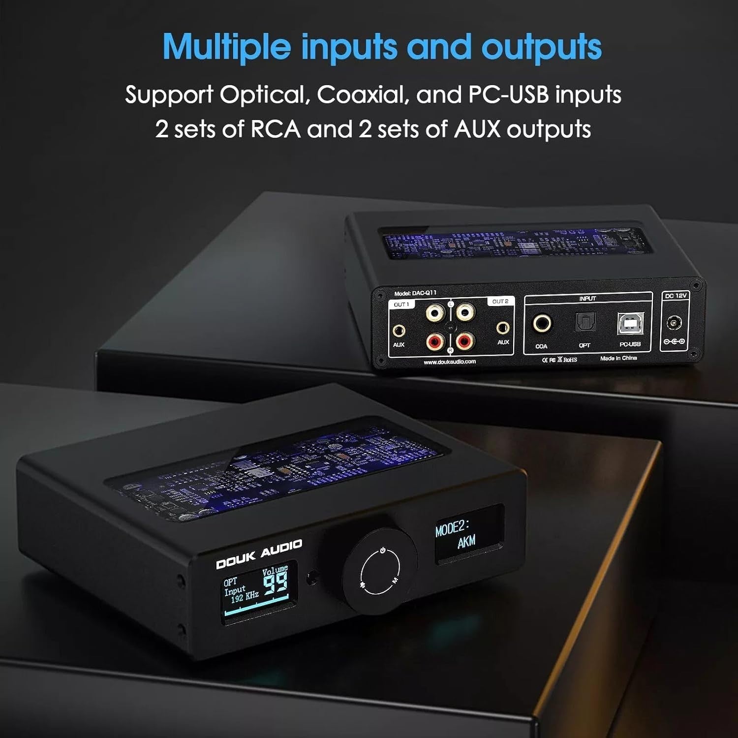 Dual DAC Audio Converter ESS9038Q2M AK4493 USB DSD256 HiFi RCA Optical