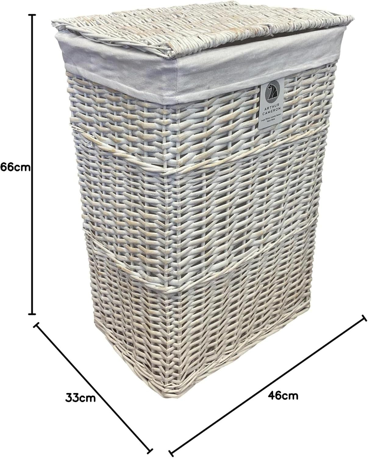 Large White Wicker Laundry Basket with Lid & Washable Liner – Elegant Hamper