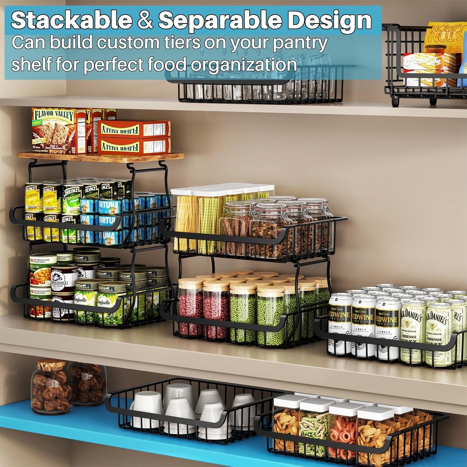 4 Tier Pantry Organiser Storage Cart Rolling Metal Baskets Kitchen Trolley