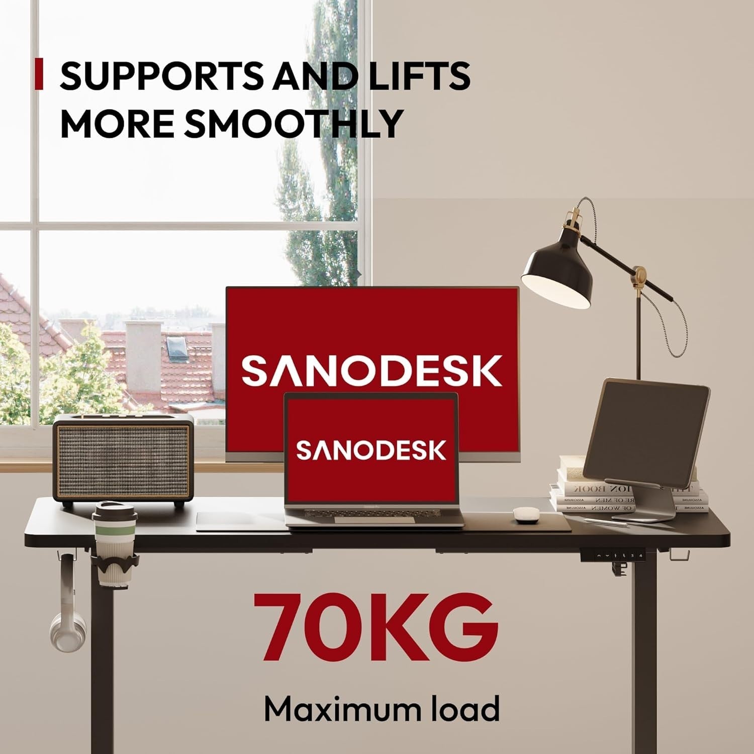 Black Electric Standing Desk 140x60cm with Memory & Adjustable Height