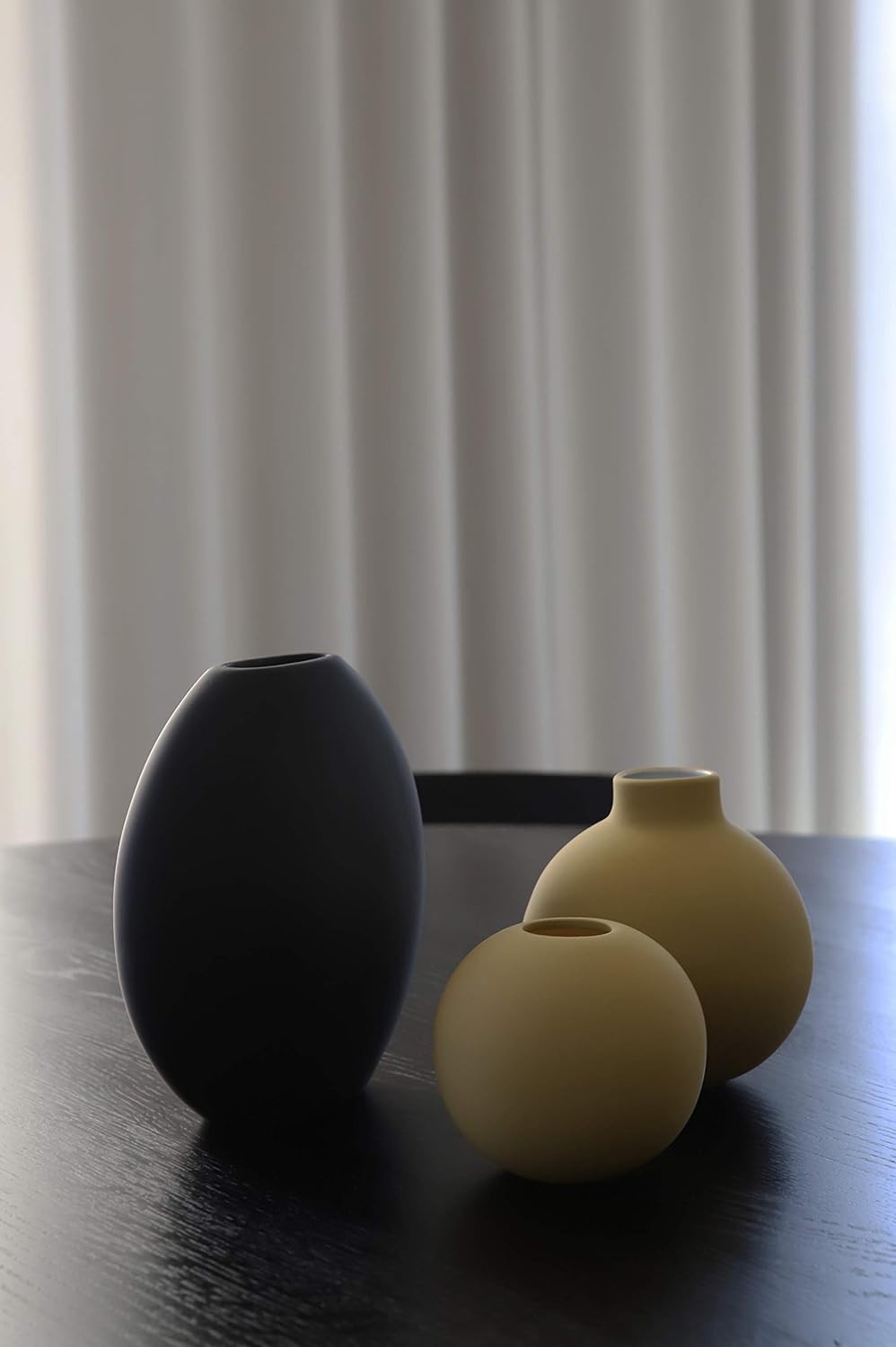 Black Ceramic Vase Modern Scandinavian Oval Decor Matte Minimal Home Accent