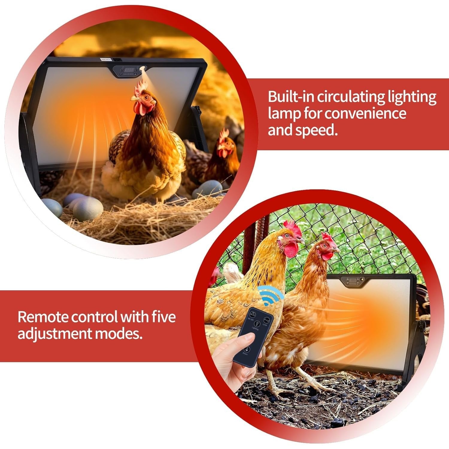 180W Chicken Coop Heater Thermostat Remote Brooder Panel