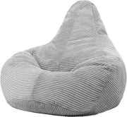 Grey Cord Recliner Bean Bag Chair Adult Lounge Seat Soft Comfy Armchair