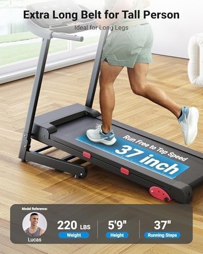 Foldable Incline Treadmill 3HP Motor 300LBS Shock Absorbing 15 Programs