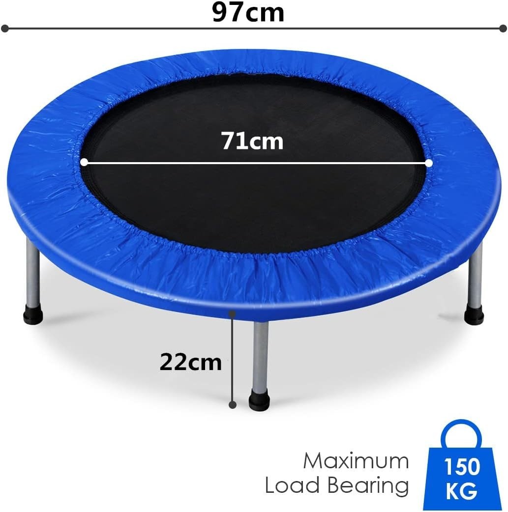 38in Foldable Fitness Bouncer Mini Trampoline Indoor Outdoor 150KG