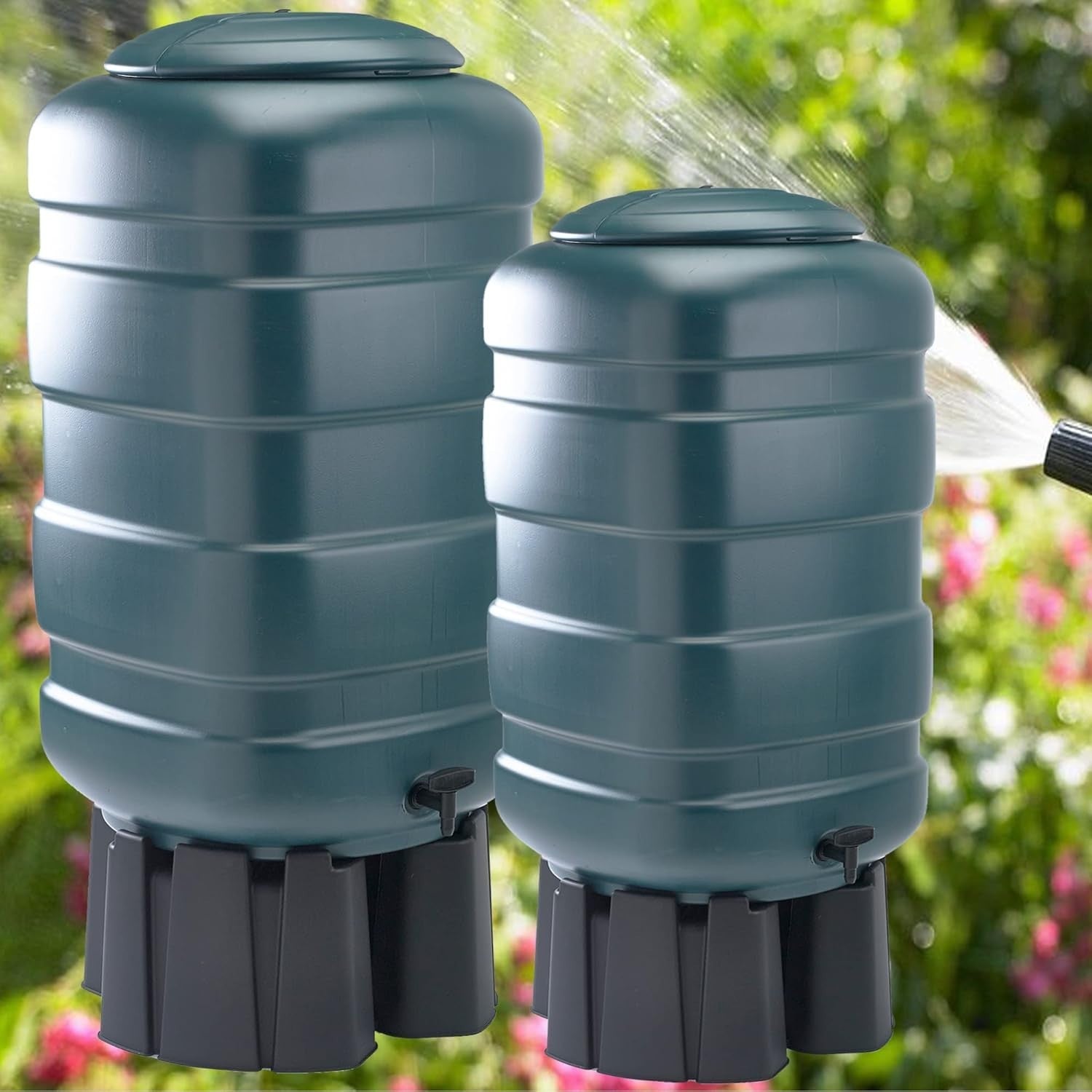 230L Garden Water Butt Set with Stand, Tap & Diverter Rain Collector