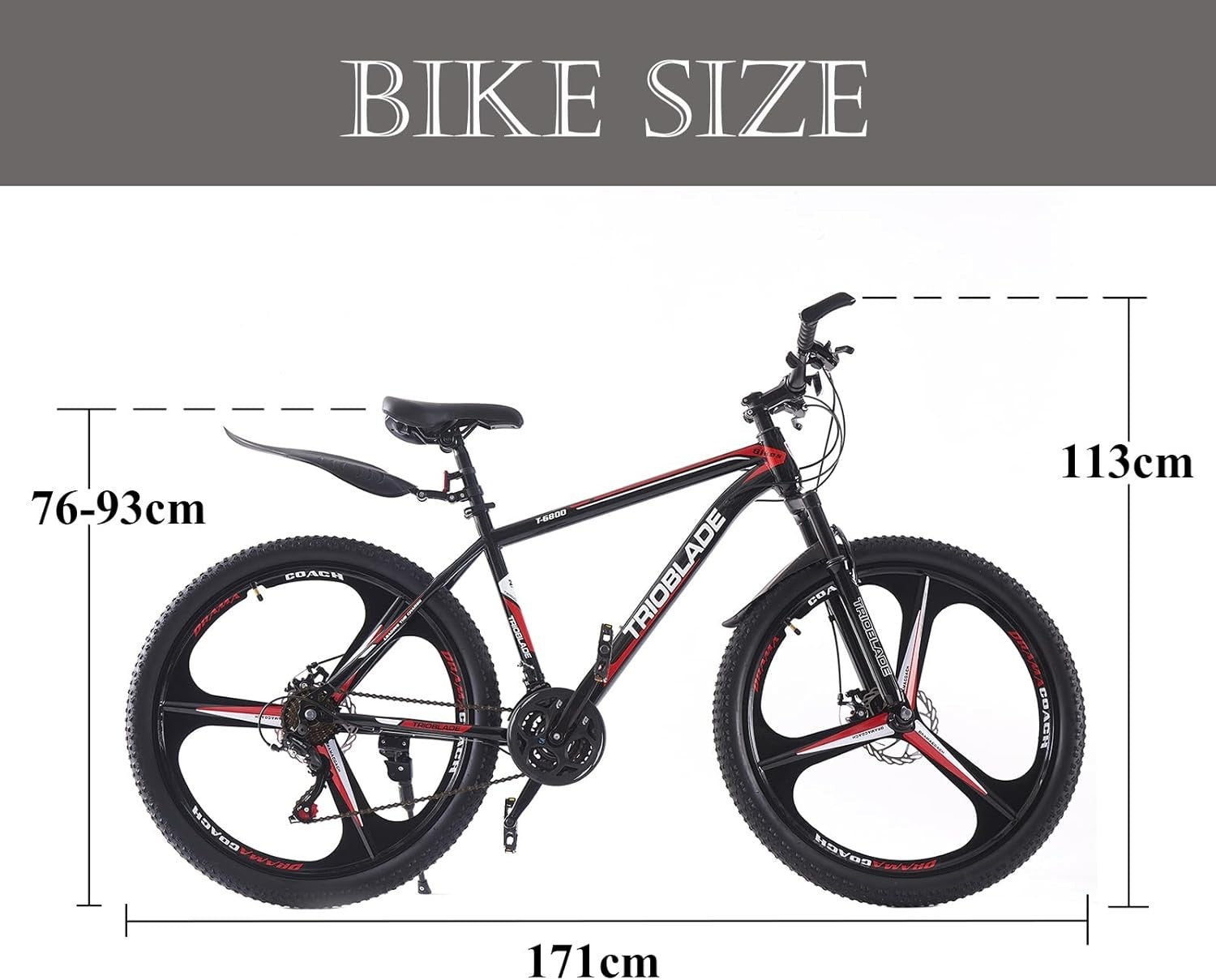 26" Mens Mountain Bike 21-Speed Disc Brakes Shock Absorber Bicycle