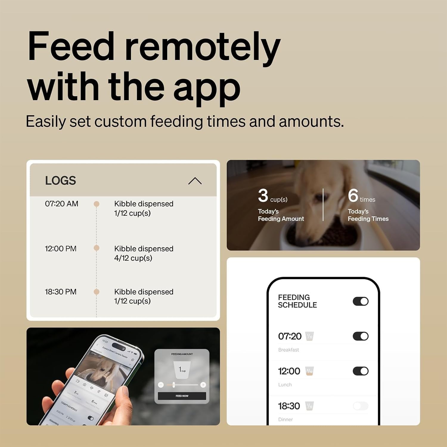 Automatic Pet Feeder Camera WiFi App Control 1080P HD 5L Food Bin
