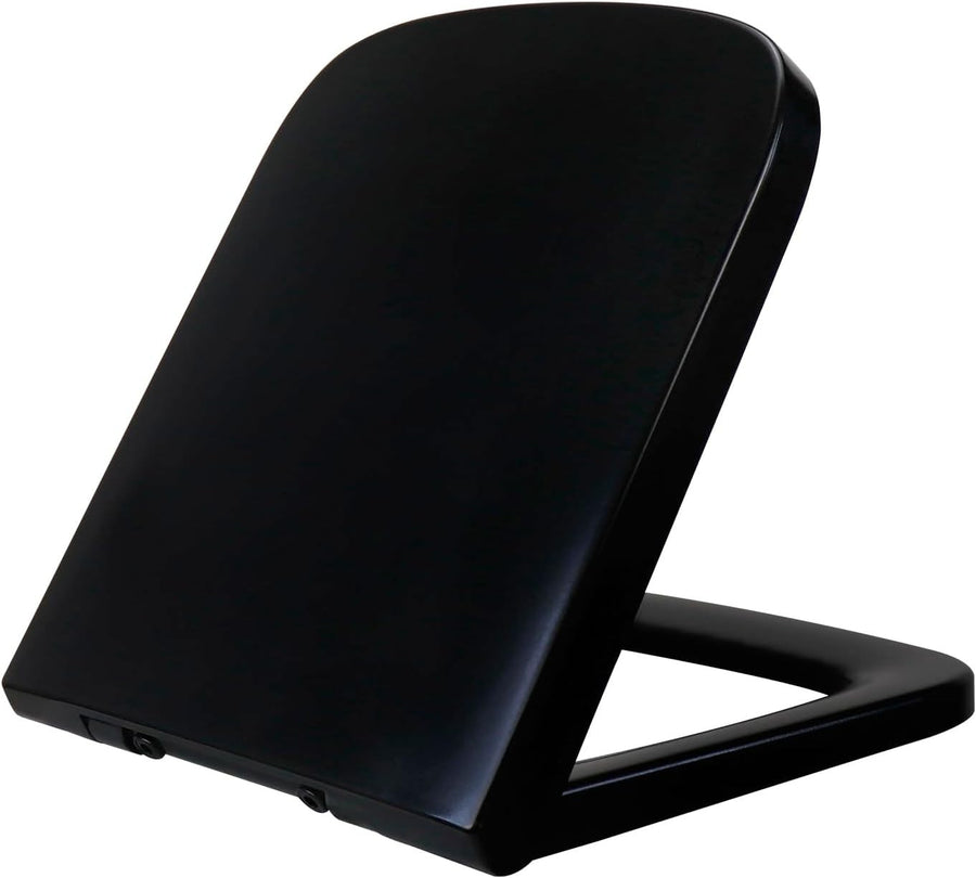 Black Soft Close Toilet Seat Square Shape Quick Release Easy Clean Duroplast