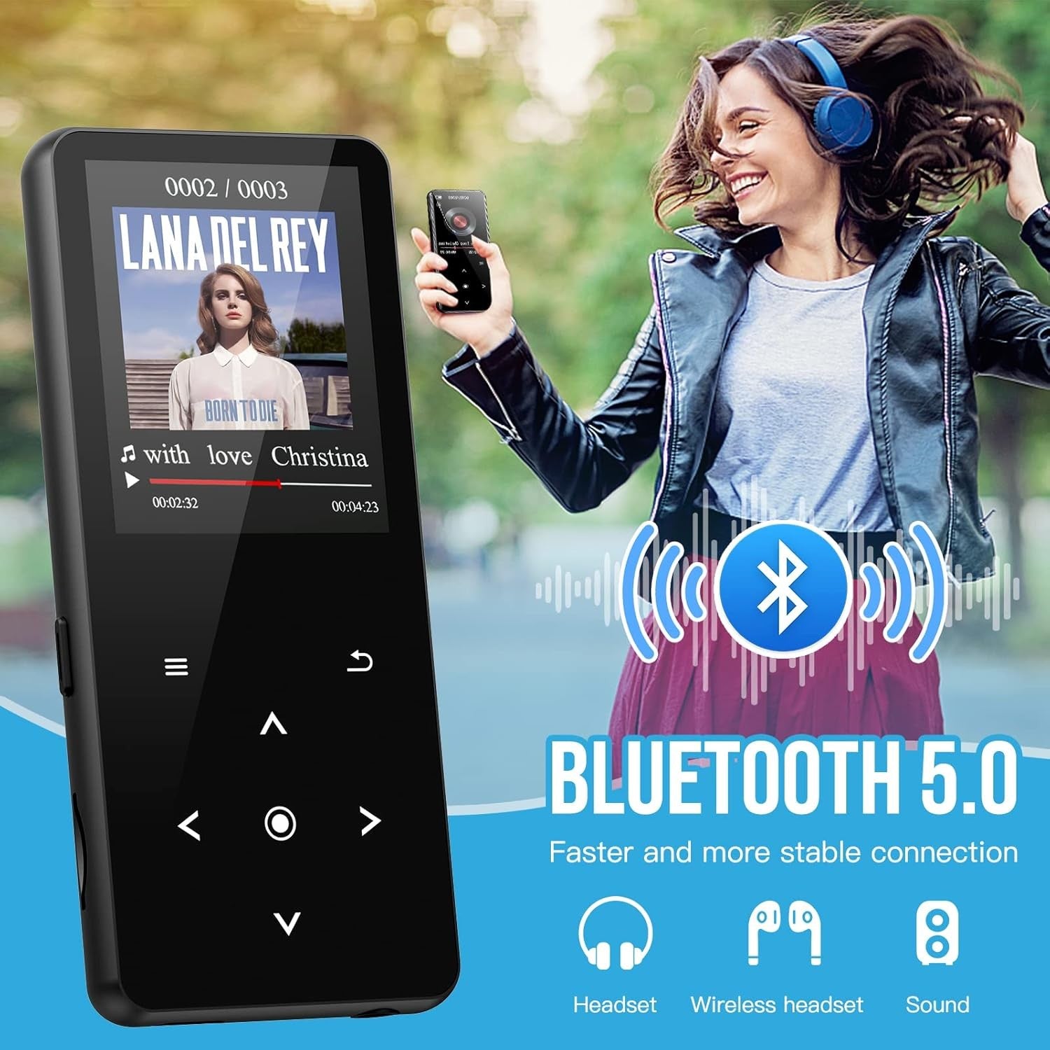 32GB MP3 Player Bluetooth 5.0 HiFi Music FM Radio Voice Recorder