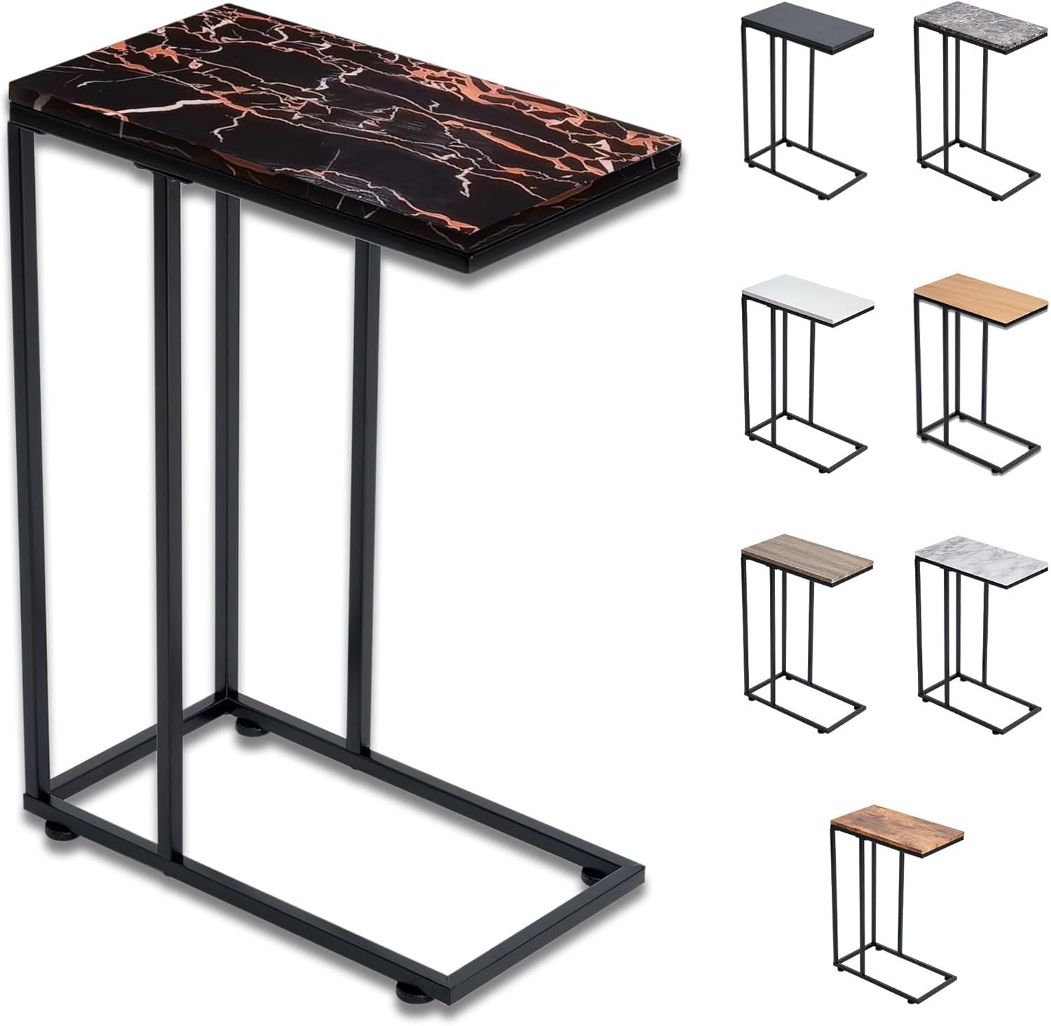Rose Gold C Shaped Side Table Sofa Bed Snack Laptop Stand Metal Frame