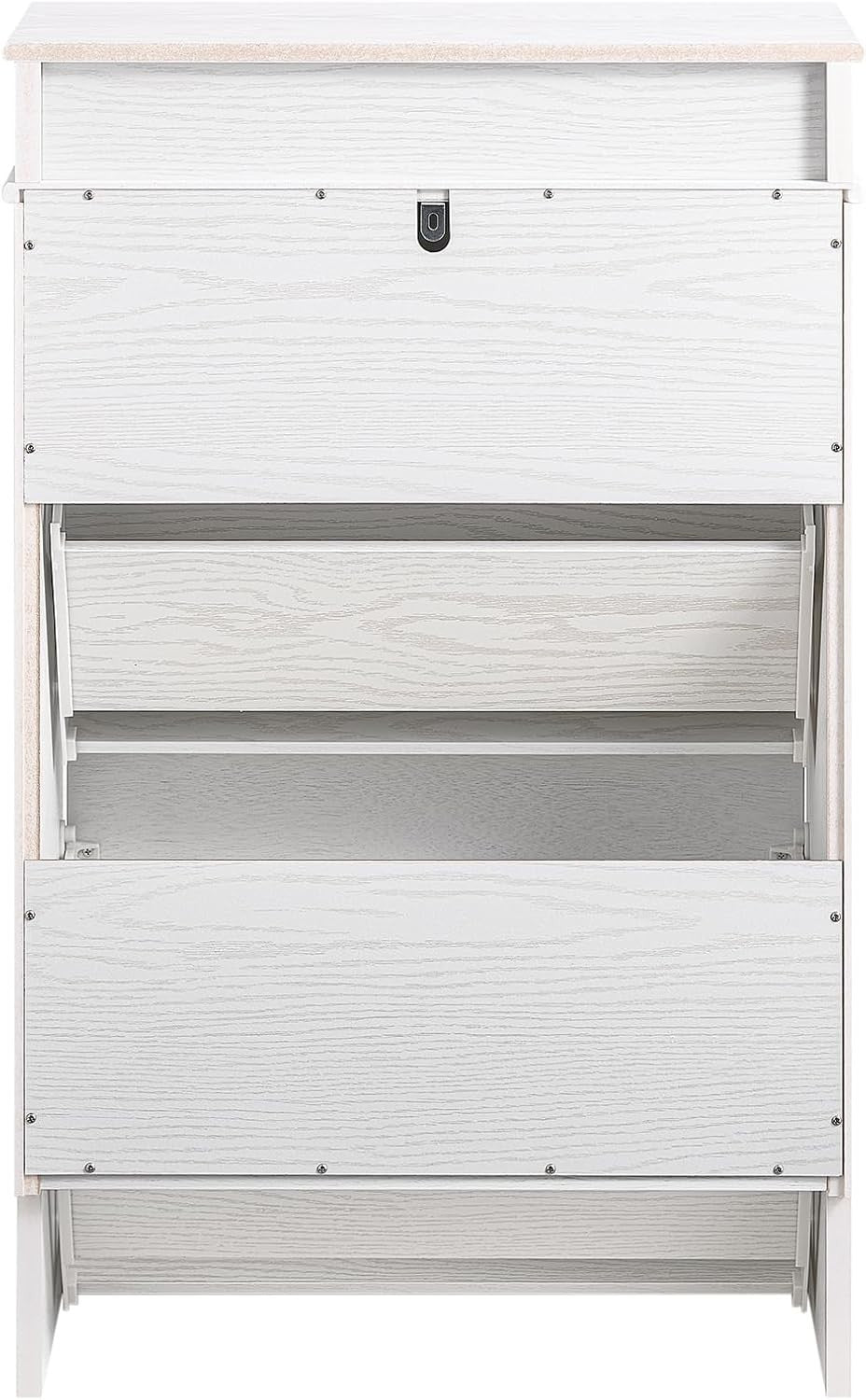 2-Drawer Slim Shoe Cabinet with Flip Drawers, 54x24x82 cm White Vintage Wood