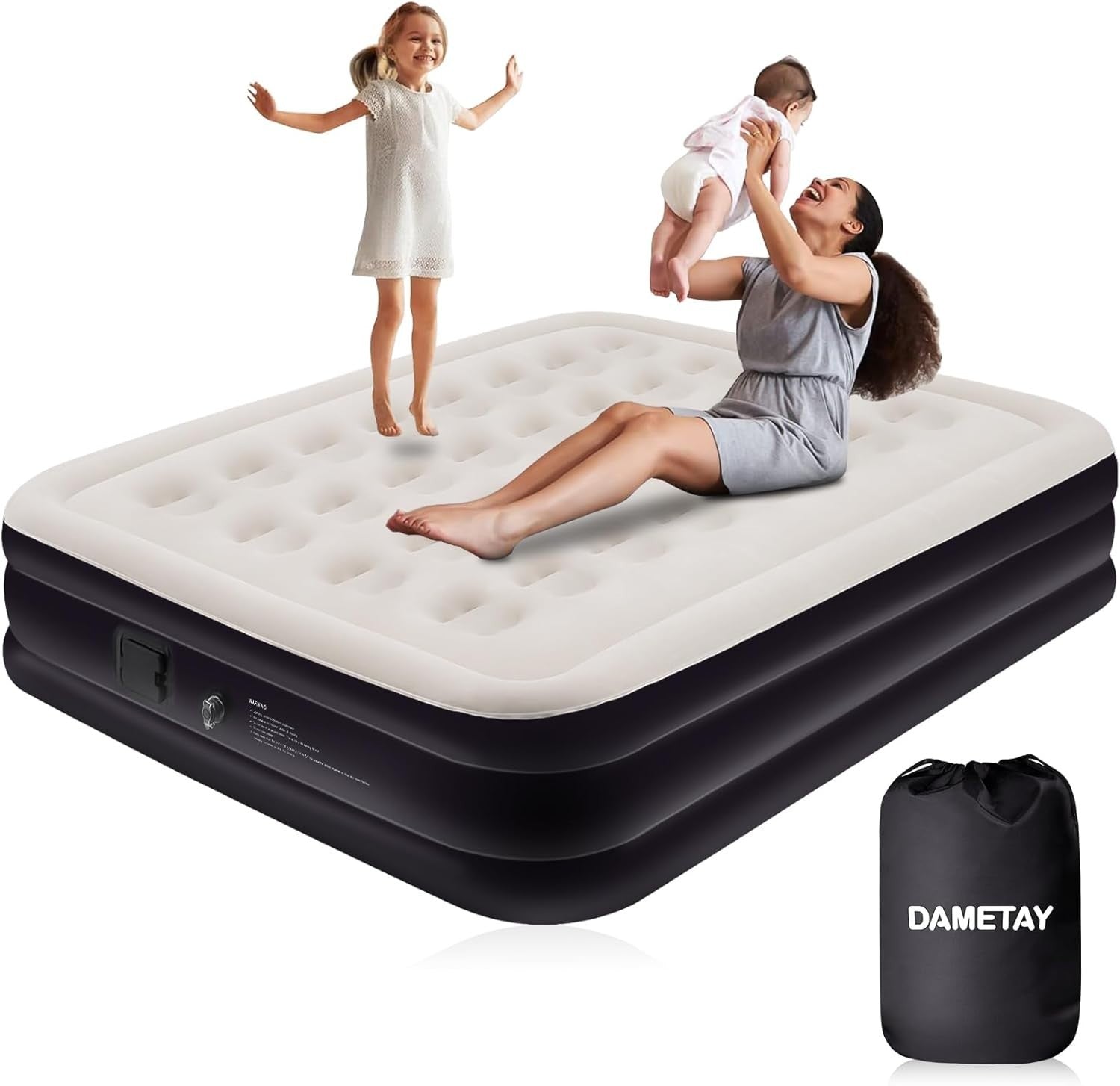 Double Air Bed with Built-in Pump, Self-Inflating Mattress 200x152x40