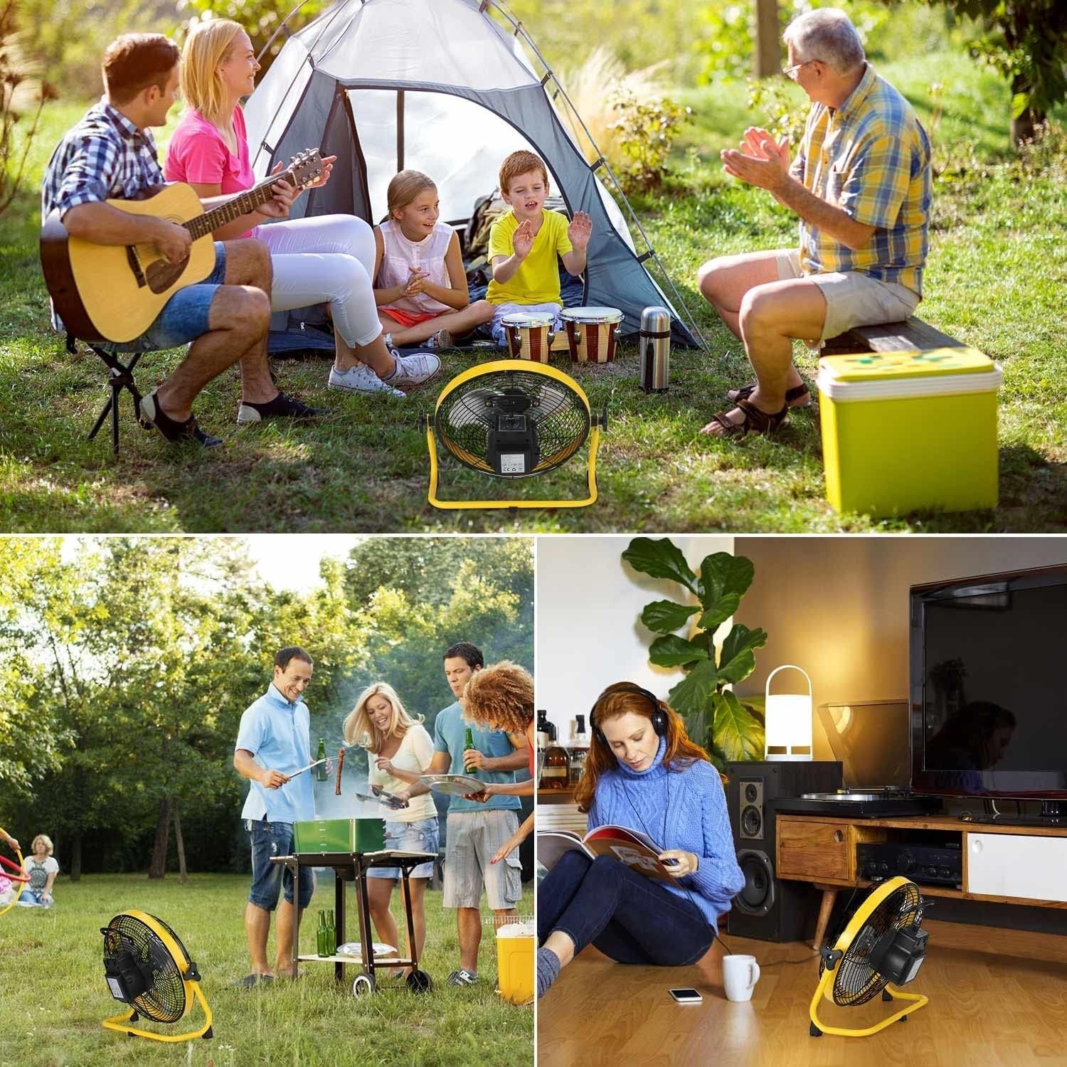 12" Rechargeable Camping Fan – 20000mAh Battery 3 Speeds High-Velocity Airflow