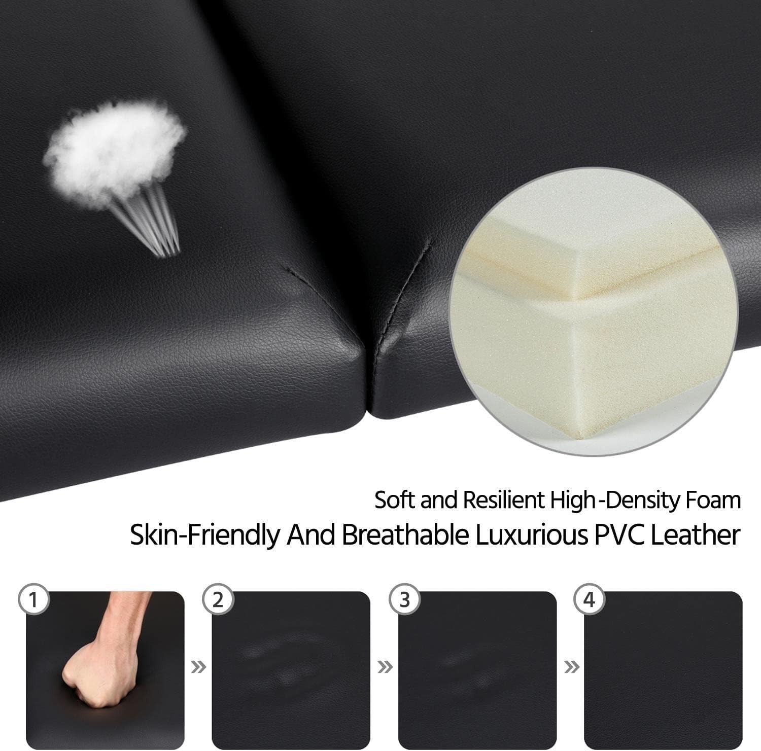 Portable Foldable Massage Bed 2 Section Lash Beauty Table Adjustable Height 70cm