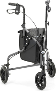 Lightweight Tri Wheel Rollator Adjustable Height Brakes Carry Bag