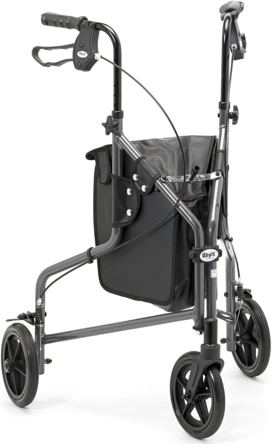 Lightweight Tri Wheel Rollator Adjustable Height Brakes Carry Bag