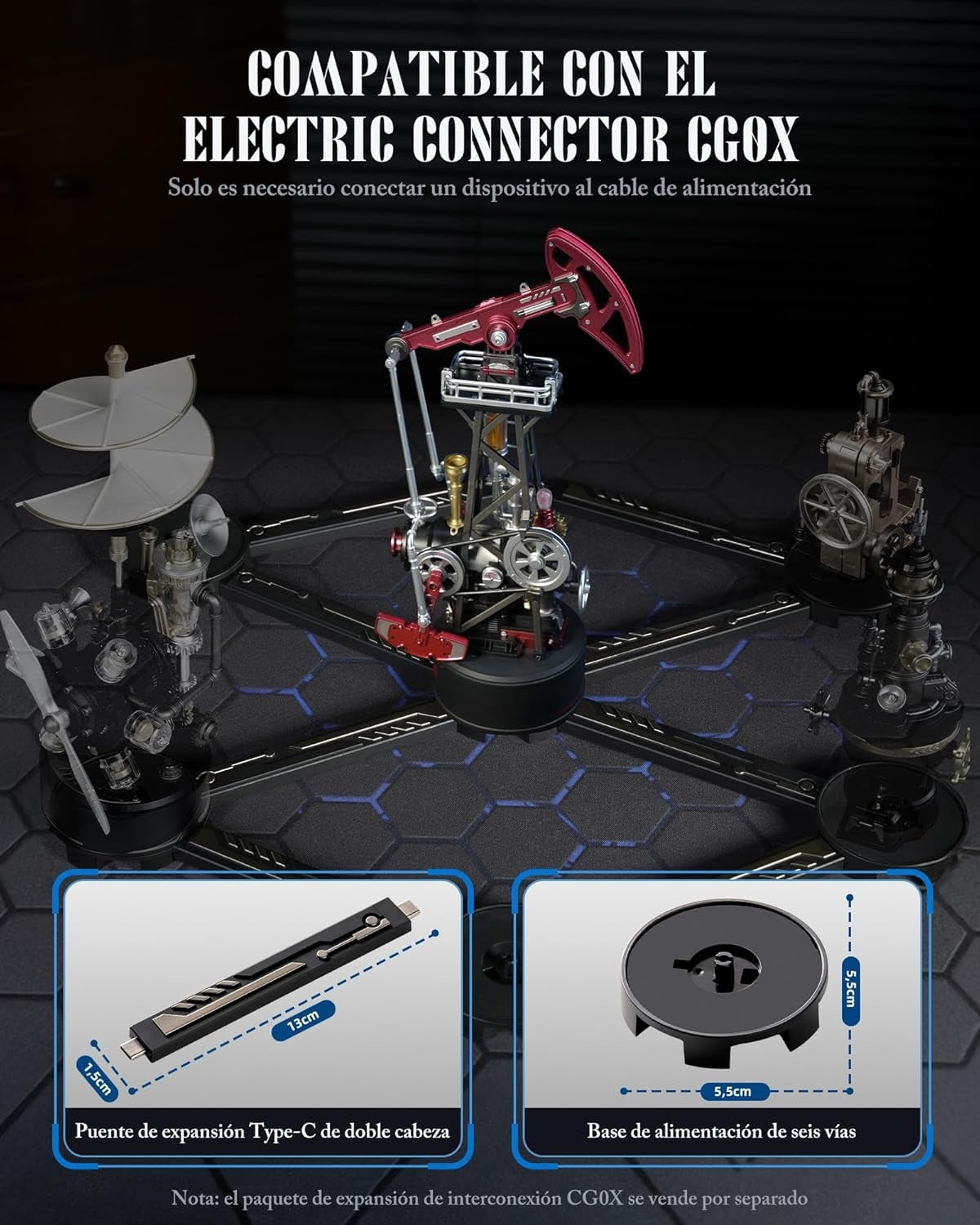 3D Oil Pump Jack Model Kit LED Mechanical Motion Engineering Puzzle