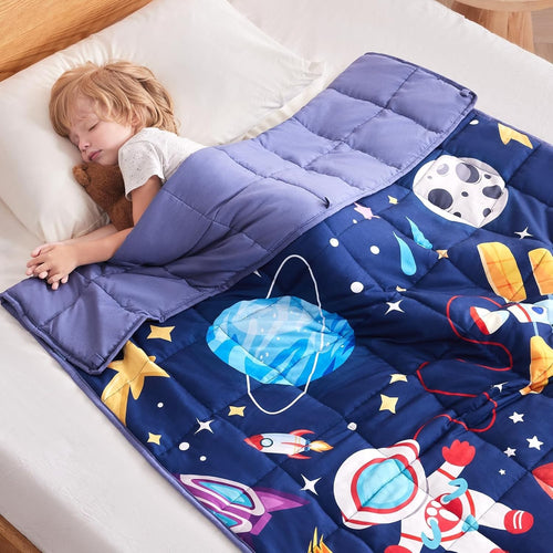 Kids Weighted Blanket 40x60in 7lbs Breathable Cooling Throw Blue Aerospace