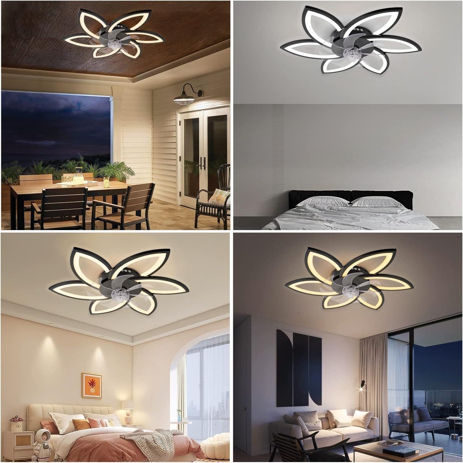 30.7" Ceiling Fan with Light, 6 Speeds, Stepless Dimming, Remote & App Control