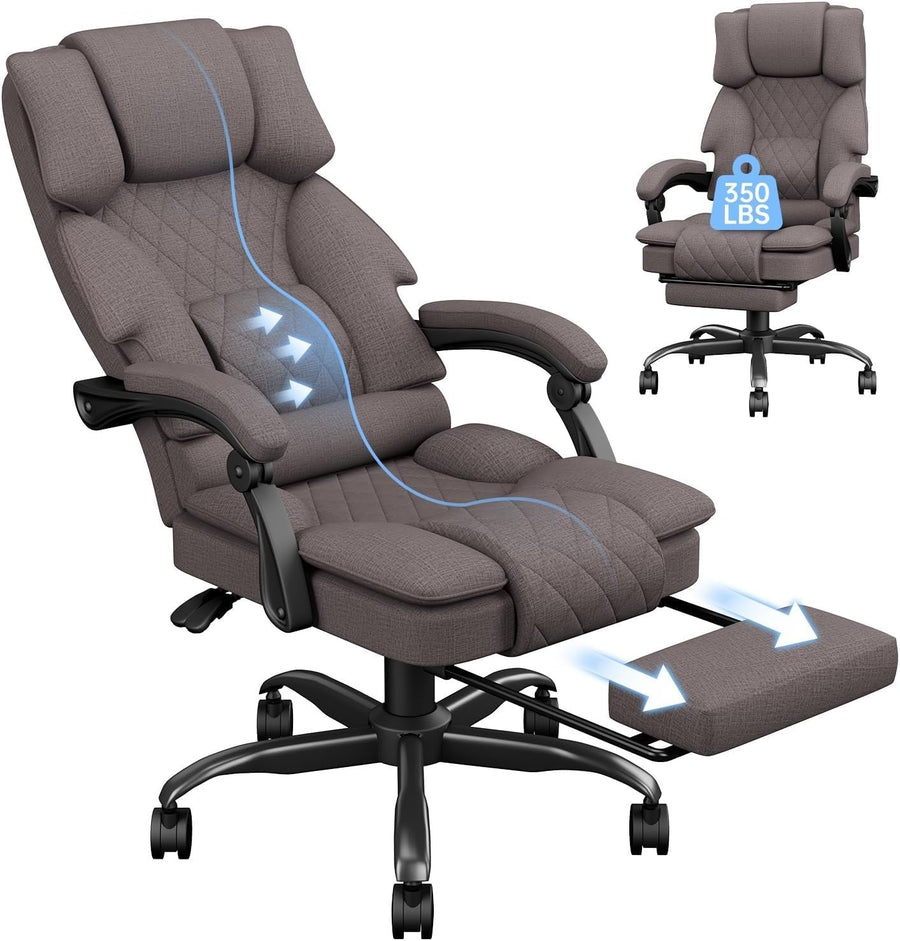 Ergonomic Executive Office Chair Recliner with Footrest 350lbs Brown