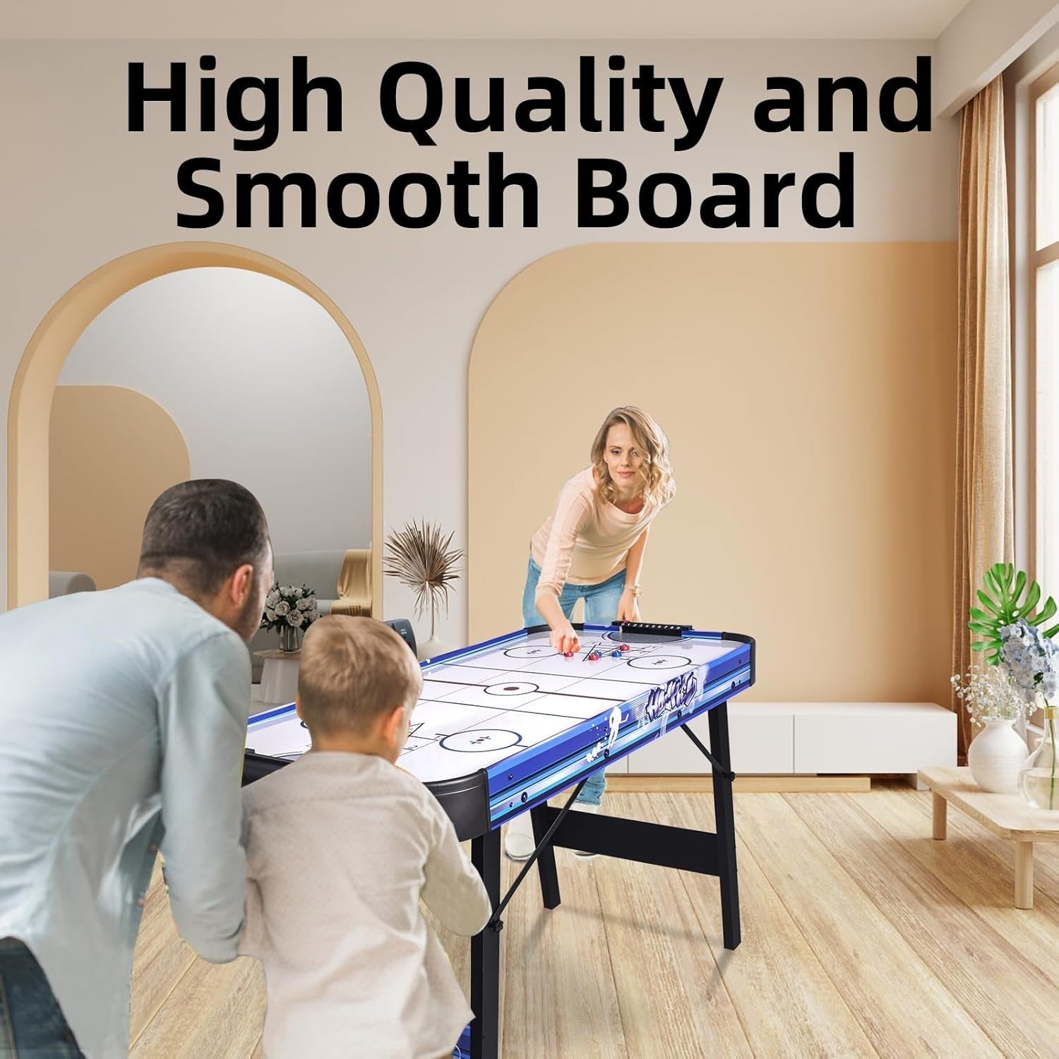 48 Inch Foldable Air Hockey Table 3 in 1 Arcade Game LED Score Kids Adults