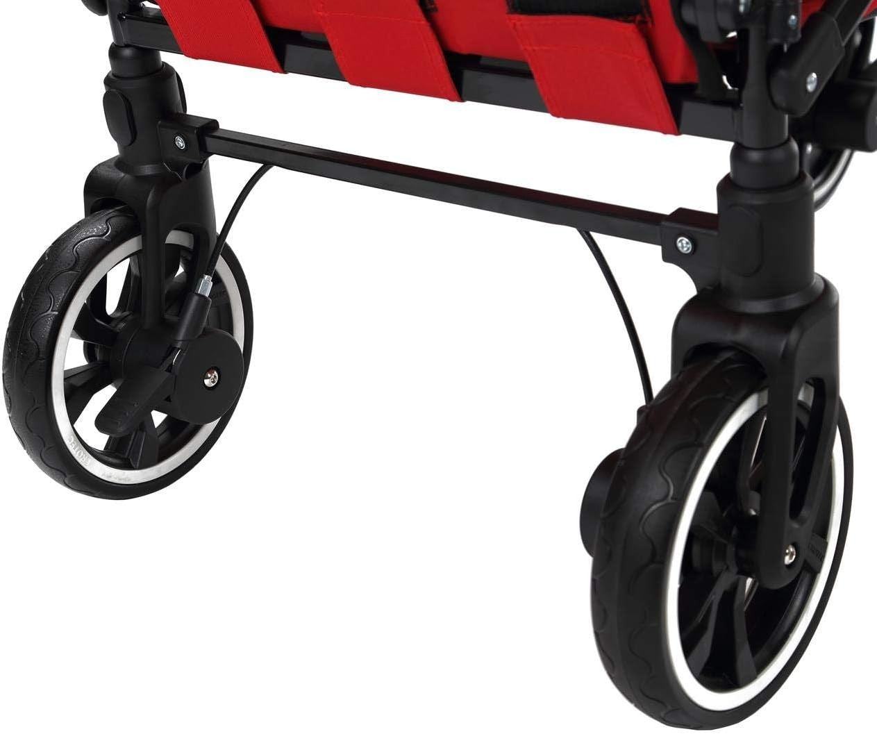 Red Folding Stroller Wagon Kids Push Pull Cart w/ Canopy & Safety Harness