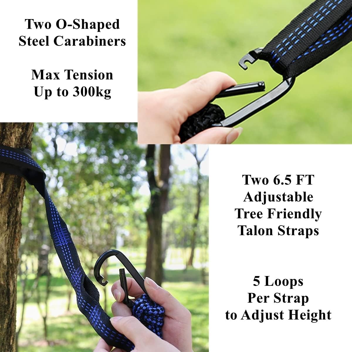 Double Camping Hammock 270x140cm Ultralight Nylon 500lb + Straps Set
