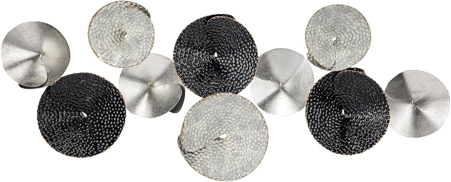 3D Metal Circle Wall Art Black Silver 104x39cm Modern Decor