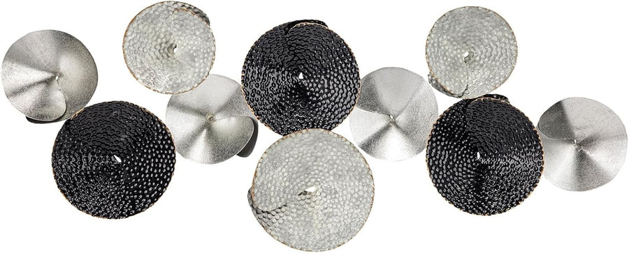 3D Metal Circle Wall Art Black Silver 104x39cm Modern Decor
