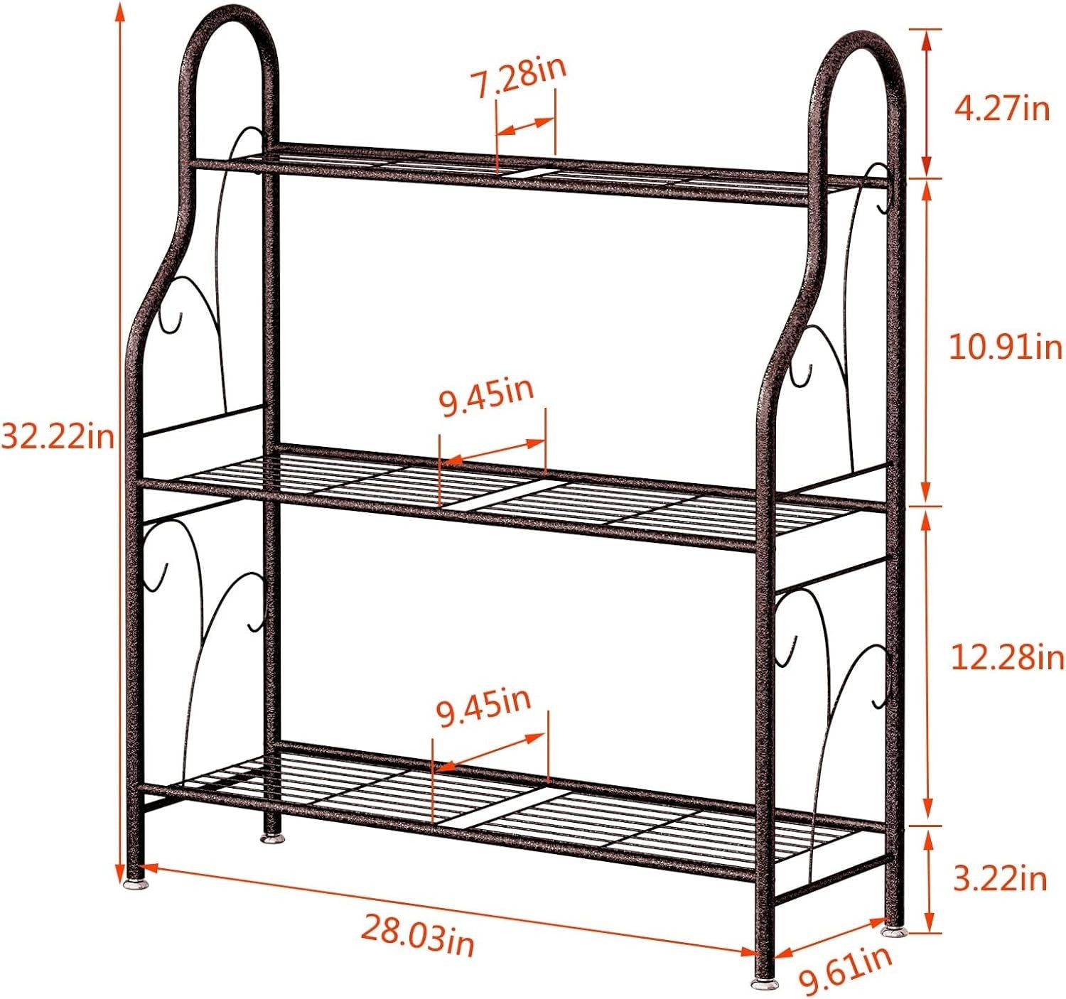 3 Tier Metal Plant Stand | Bronze Indoor Outdoor Flower Pot Display Shelf