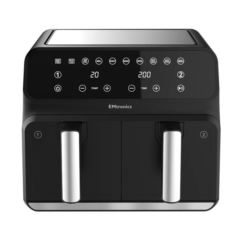8L Dual Air Fryer 2500W Family Size Digital Cooker 2 Basket Oil-Free Black