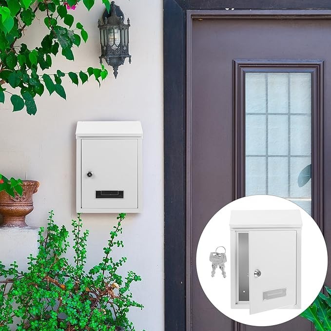 Lockable Vintage Wall Mount Mailbox – Rainproof Iron Post Box for Home & Garden