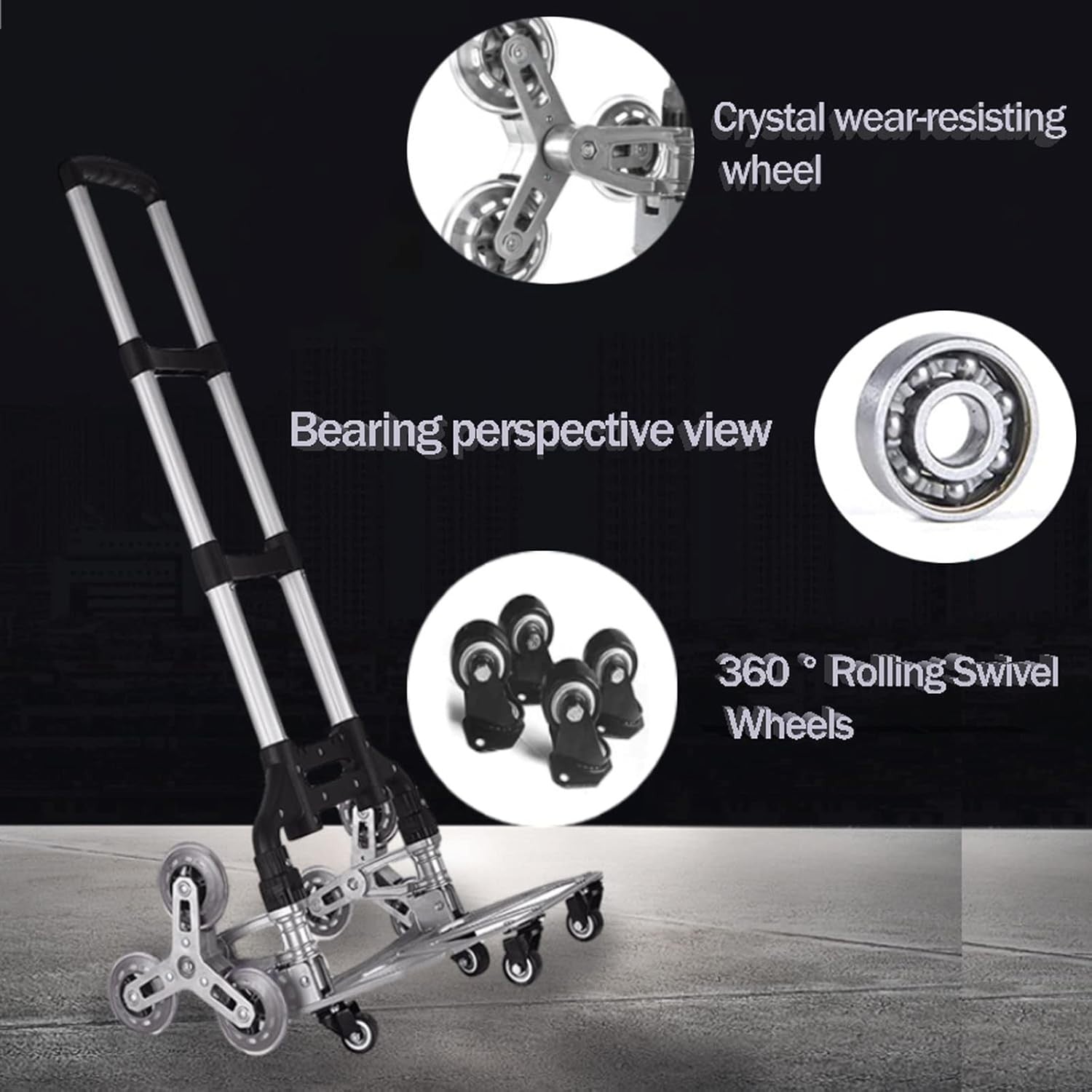 Aluminium Stair Climbing Hand Truck Adjustable Folding Cart Bag Rope