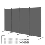4 Panel Folding Room Divider Grey Fabric Freestanding Privacy Screen 360x184cm