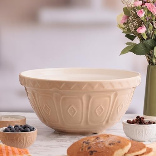 6L Cream Mixing Bowl 33cm Earthenware Classic Kitchen Bakeware