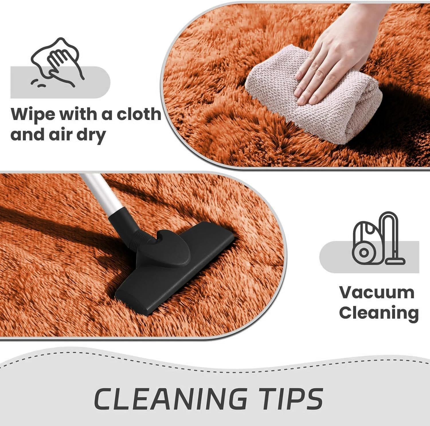 Round Fluffy Rug Set 120x120cm 2pcs Soft Shaggy Anti Slip Plush Carpet