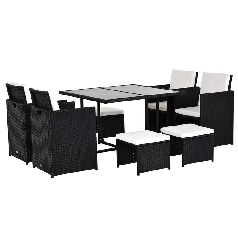 Rattan Garden Dining Set 9PC Outdoor Patio Table Chairs Stools Wicker