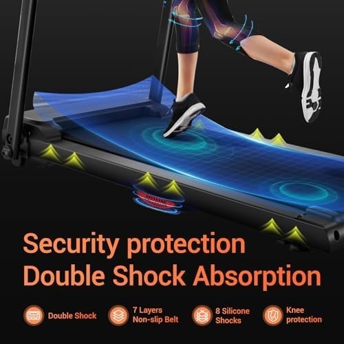 Folding Home Treadmill 3HP Quiet Brushless Heart Rate Monitor 14KM/H